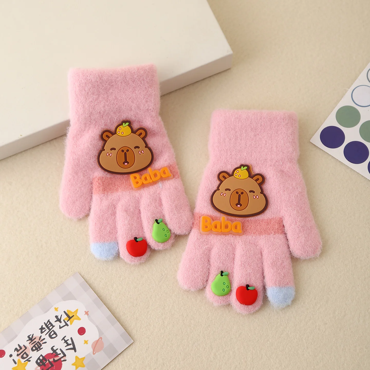 Sarung Tangan Rajut Anak Motif Kapibara Usia 8-15 Tahun, Sarung Tangan Hangat Kartun untuk Balita, Sarung Tangan Hangat untuk Aktivitas Luar Ruangan, Hadiah Natal untuk Anak Perempuan