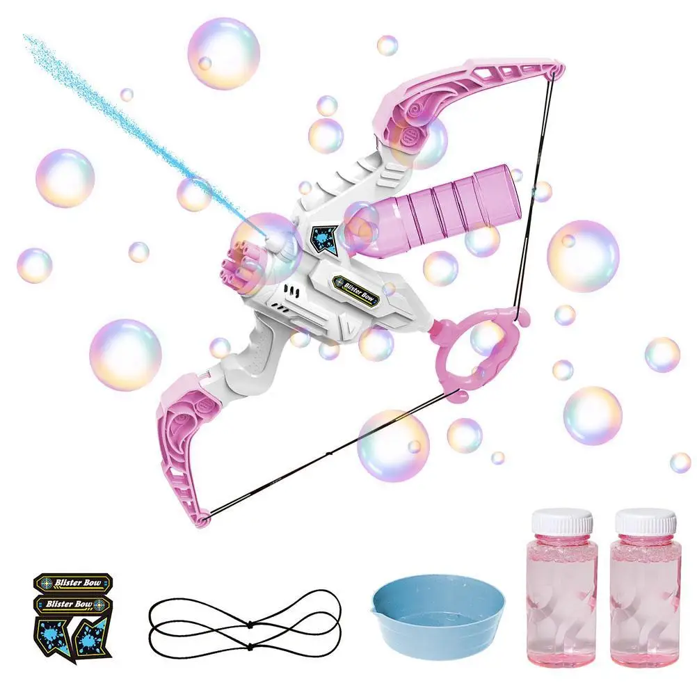 2023New 2 In 1 Electric Automatic Bow and Arrow Bubble Machine Gatling Bubble Soap Water Gun for Kids Summer Outdoor Toys Gifts