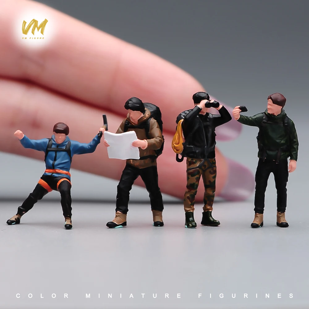 

Окрашенная миниатюрная фигурка 1/87 1/64 1/43 1/24 1/18: группа скалолазов, занимающихся спортом на открытом воздухе, для селфи. 3D-печать, реквизит для диорамы.