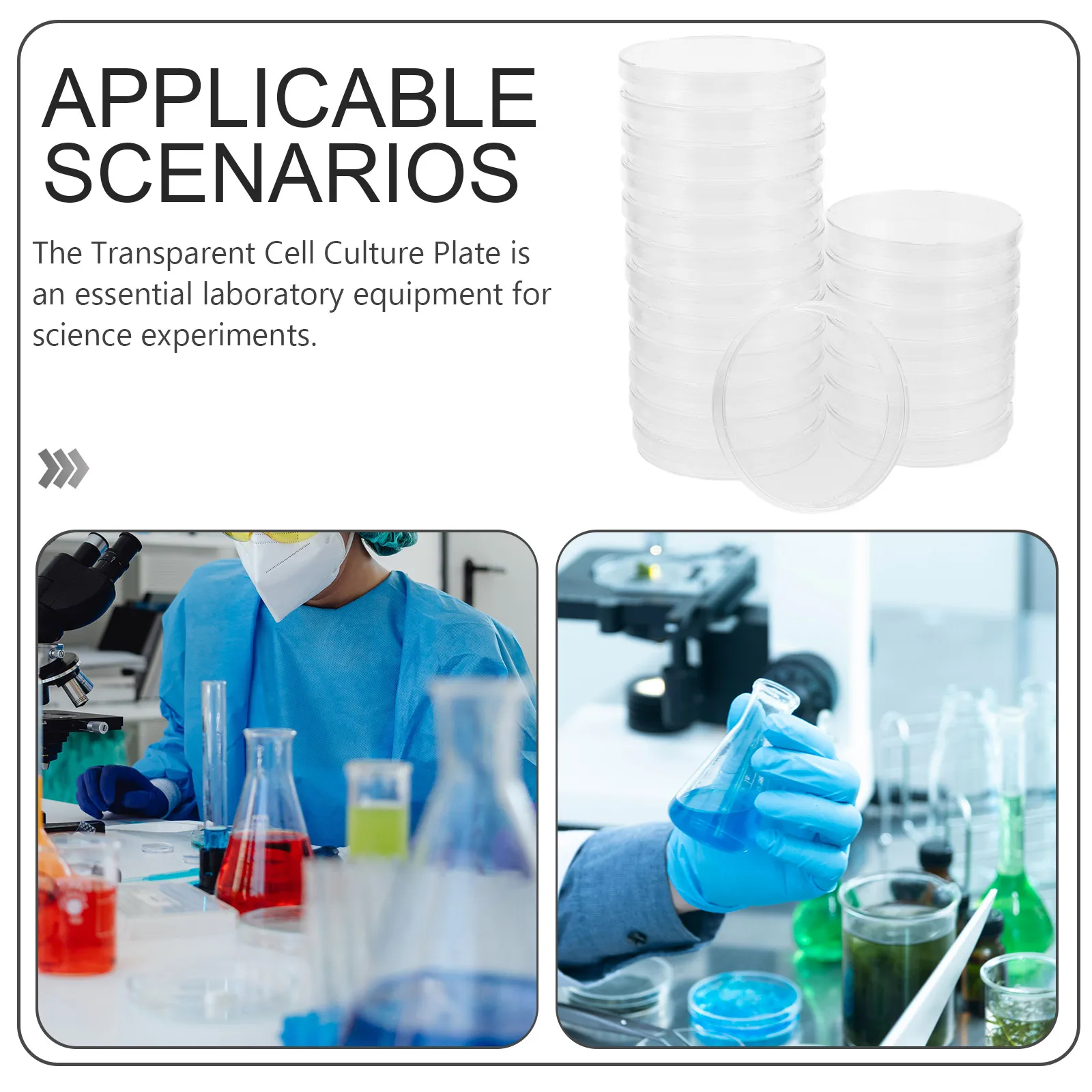 

20 Pcs Cell Culture Dish Plate with Lid Lab Dishes Clear Petri Science Laboratory Car