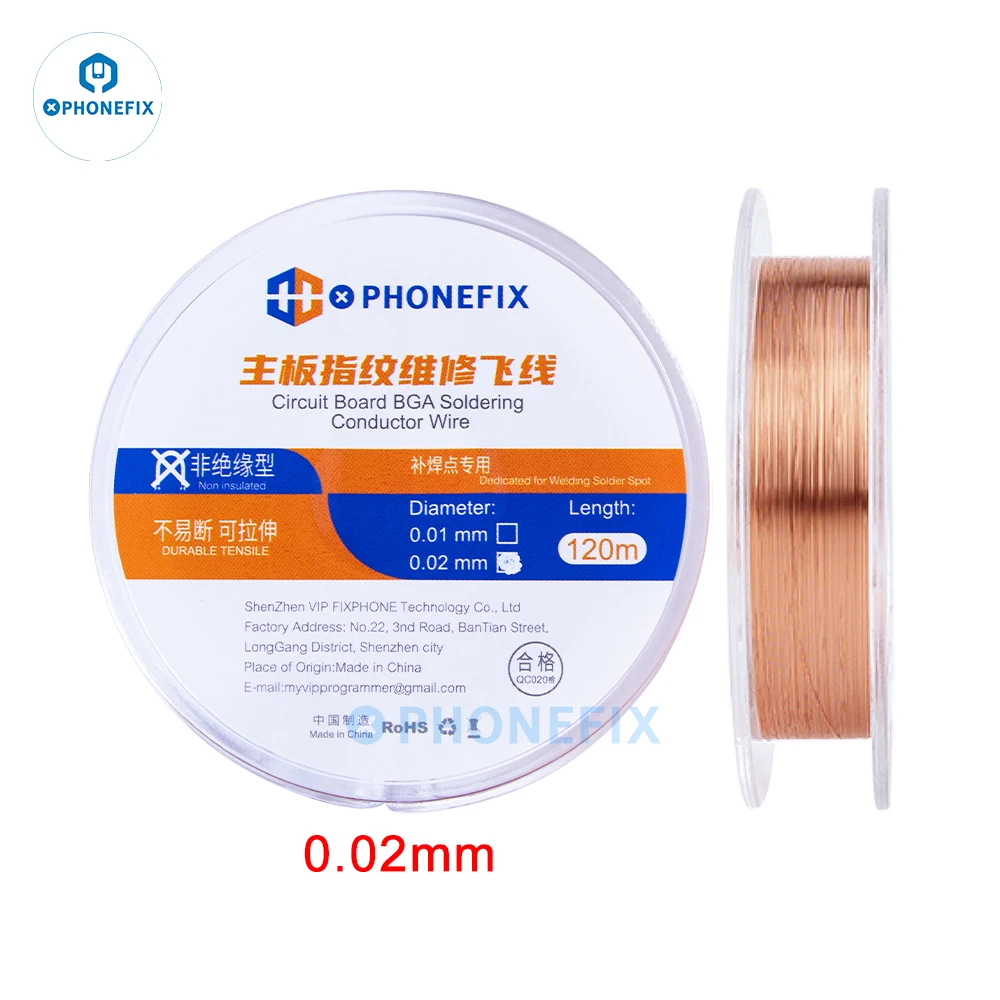 0.01mm 0.02mm Ultra Fine Pure Copper Fly Line Silver Jump Wire Soldering Non-Insulated For BGA PCB Phone Motherboard Repair Tool