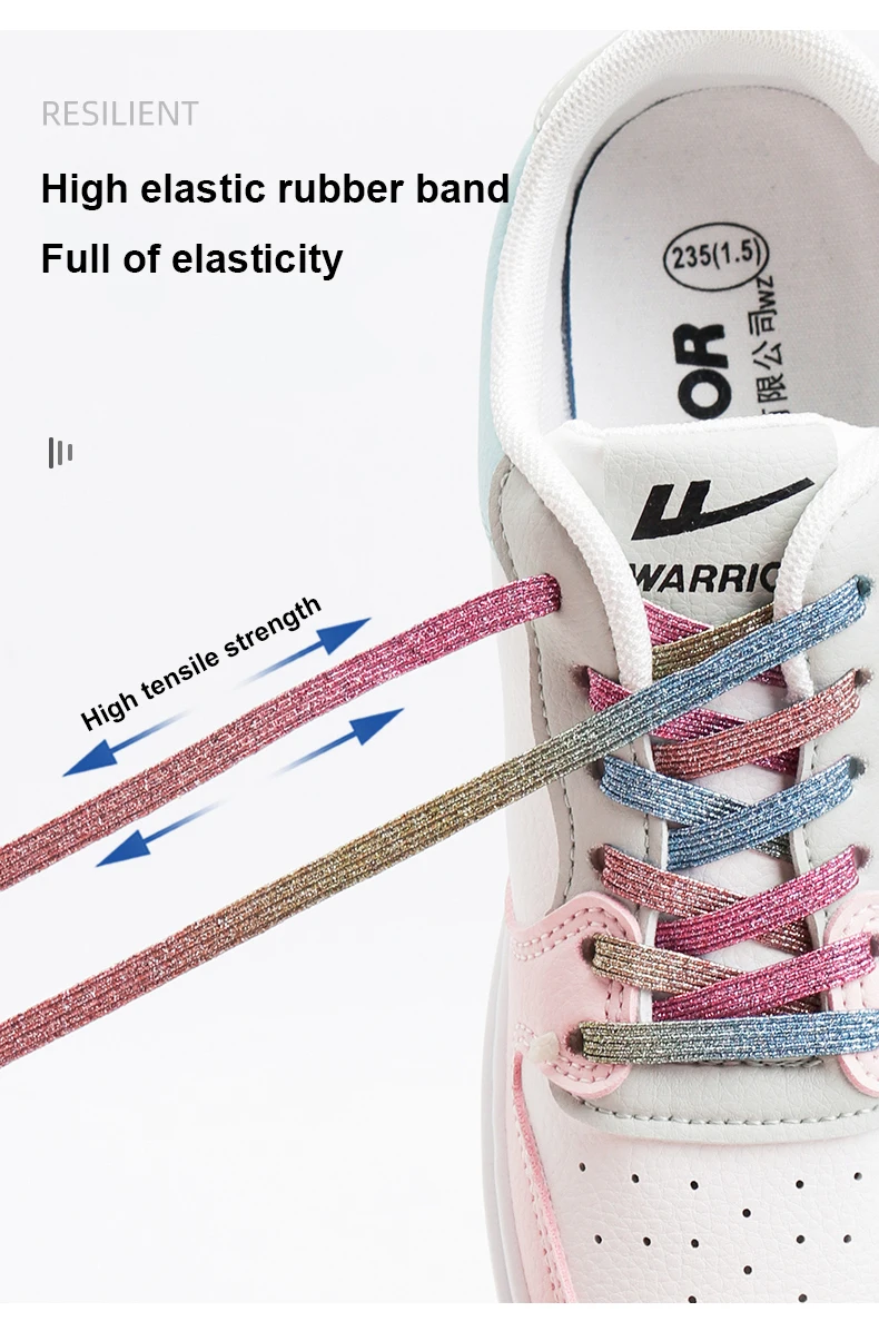 Elastische Schnürsenkel für Sneaker, flache Schnürsenkel, Freizeitschnürsenkel für den Außenbereich, schnelle und sichere Schnürsenkel für Kinder und Erwachsene, Unisex-Schnürsenkel, 1 Paar. – Detail 9