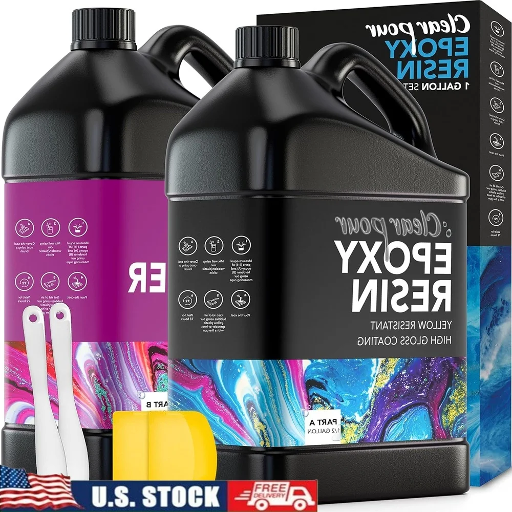 

1 Gallon Epoxy Resin Kit Clear Casting Resin Art Crafts DIY Tabletop Furniture Coating Non-Yellowing Durable Easy Mix