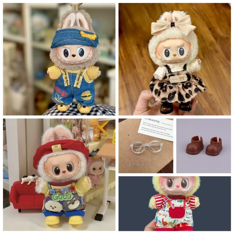 

Кукла-подвеска Labubu, модный комплект детской одежды, 17 см, носимая детская одежда Labubu первого поколения второго поколения. глухие коробки