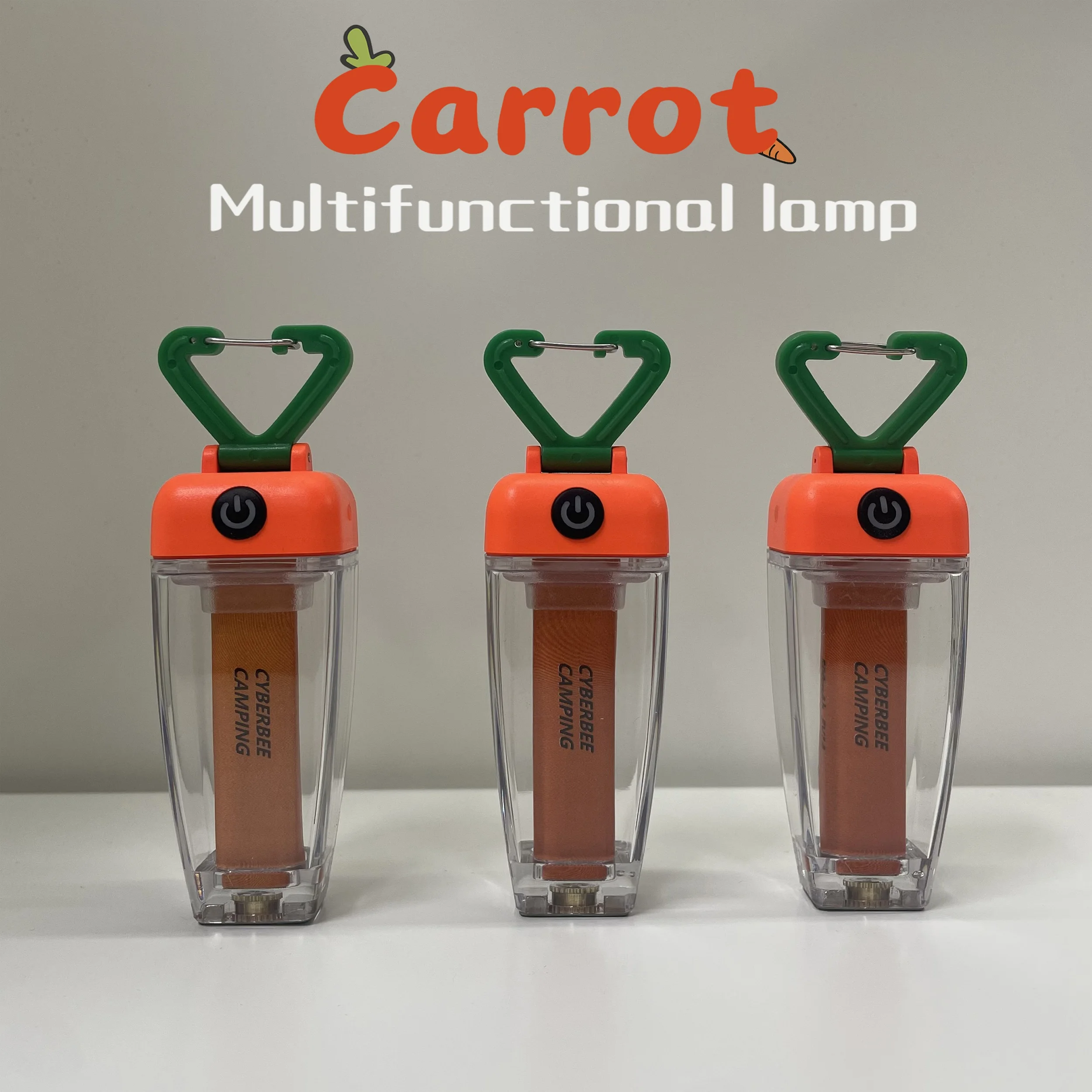 

Carrot Multifunctional Camping Lamp, Cute Portable Hanging Light for Outdoor Camping Hiking, Cyberbee LED Lamp with Carabiner