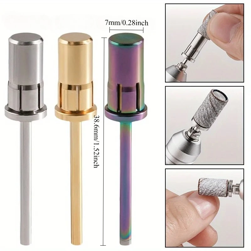 1Pc Tungsten Steel Nail Art Sanding Band Mandrel Bit, Grinding Head Shaft, Manicure Pedicure Exfoliating Tool, For Nail Drill Ma