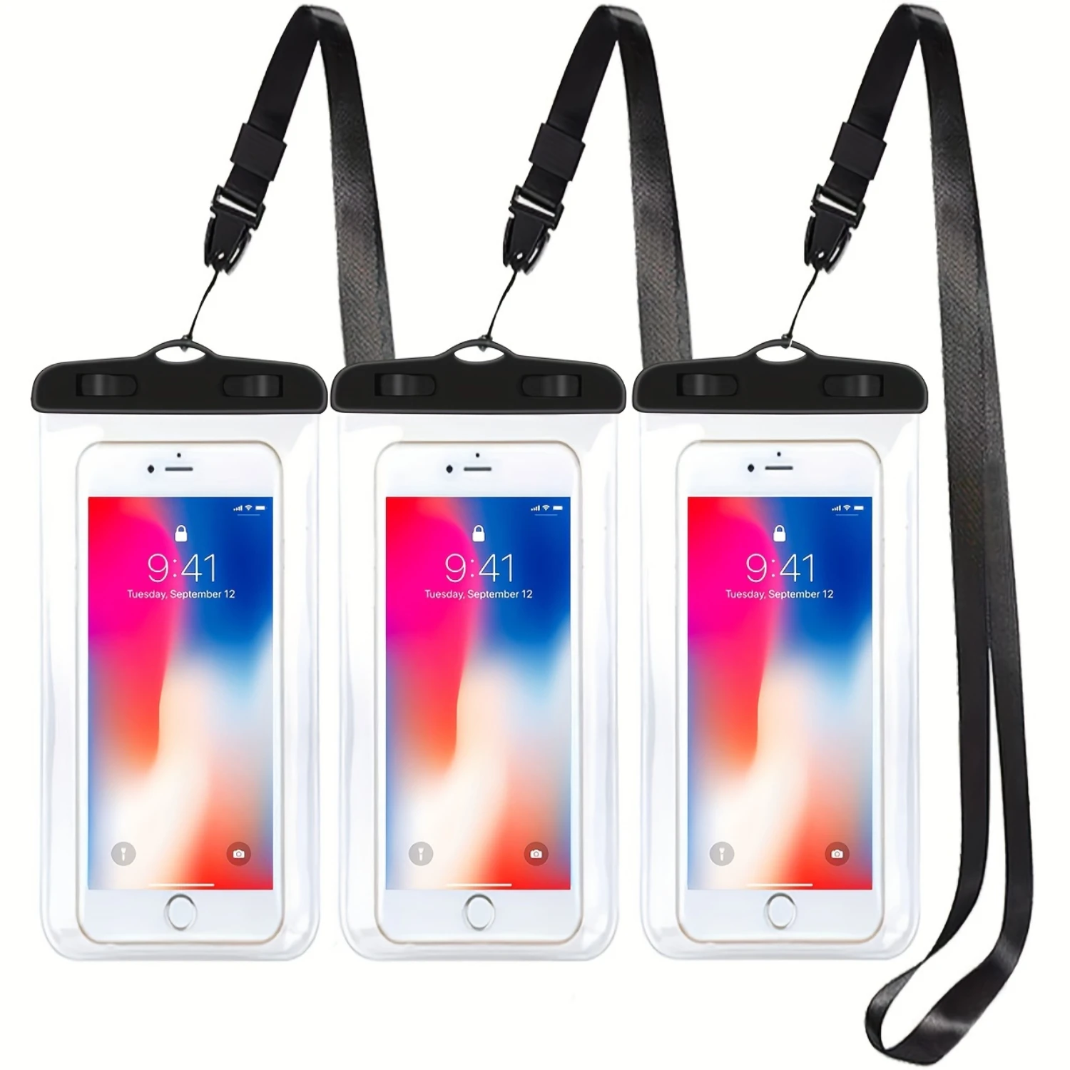 3pcs Waterproof Phone Pouch, Waterproof Cell Phone Dry Bag, Compatible For  15/14/13 Pro Max Plus Cellphone Up To 7.0'' Large Wa