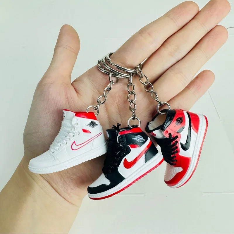 2025 explosions tide skateboarding shoes key chain, bag pendant 3d mini basketball shoes jewelry creative personality pendant.