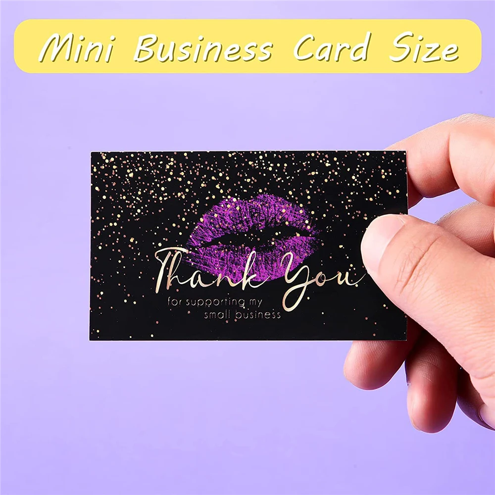 10-50pcs Red Lips Kiss Love Thank You for Supporting My Small Business Card 2*3.5in Baking DIY Packing Flower Gift Wrapping Card