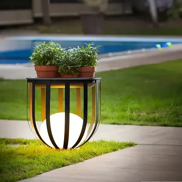 

Outdoor Solar Power LED Plant Stand, Waterproof Outdoor Floor Lamp, Outdoor Garden Table, Side Table