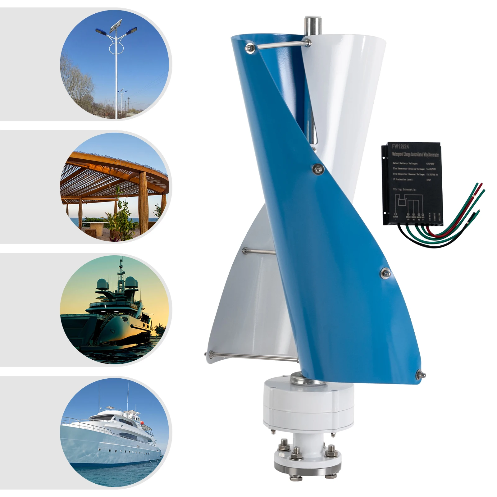 12 فولت/24 فولت محور عمودي توربينات الرياح مولد الرياح المحمولة أقصى طاقة 100 واط IP67 طاقة مجانية للمركبات الترفيهية المنزلية #4