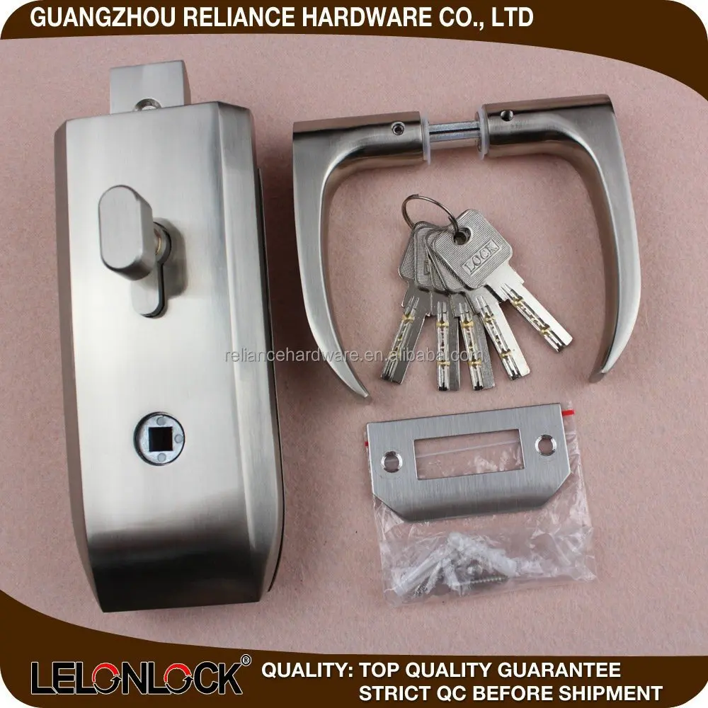 Stainless Steel 304 Latch L·ock for Single and Double Glass Doors Office Furniture Bolt Lo·ck with Handle