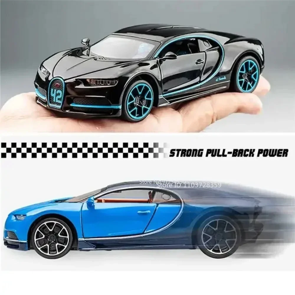 1:32 CHIRON BOLIDE Model Toy Supercars Alloy Diecast Sound Light Pull Back Doors Opened Ornament Sports Cars for Children Gifts