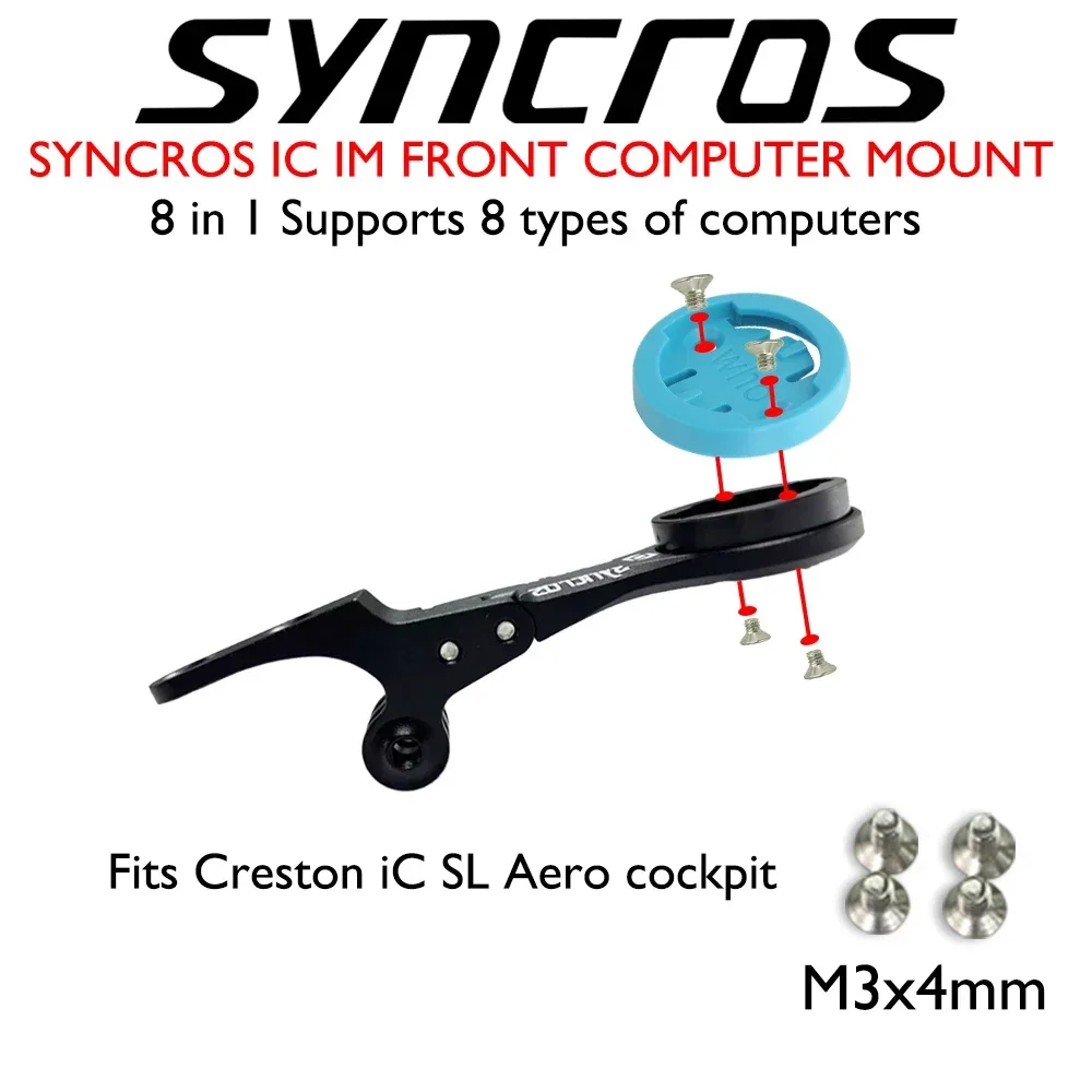 Syncros CNC Alloy GPS/Computer Mount do kierownic szosowych CRESTON IC SL AERO - obsługa Wahoo, Gamin, Bryton, Giant, Mio, Polar, Omata