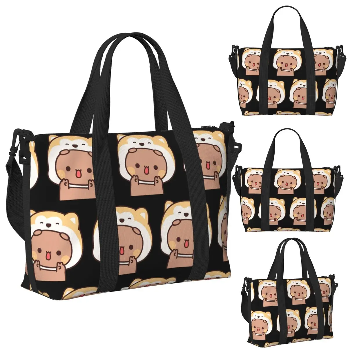 

Bear And Panda Bubu Dudu Beach Travel Bag Large Capacity Tote Bags for Gym Sport Women Shopping Duffle Shoulder Bag