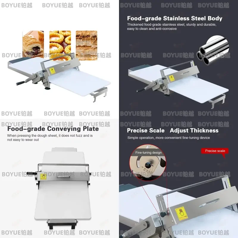 Manual Dough Sheeter Hand Crank Pastry Laminator Machine Flattener for Croissant Puff Bakery Tool Kitchen Equipment
