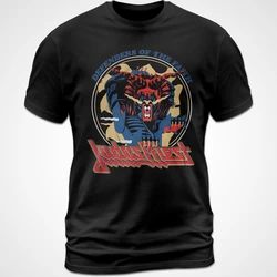 Plus Size Streetwear Casual Short Sleeve Cotton T-shirt Judas Priest Defenders of the Faith Album Tee Ian Hill Rob Halfor