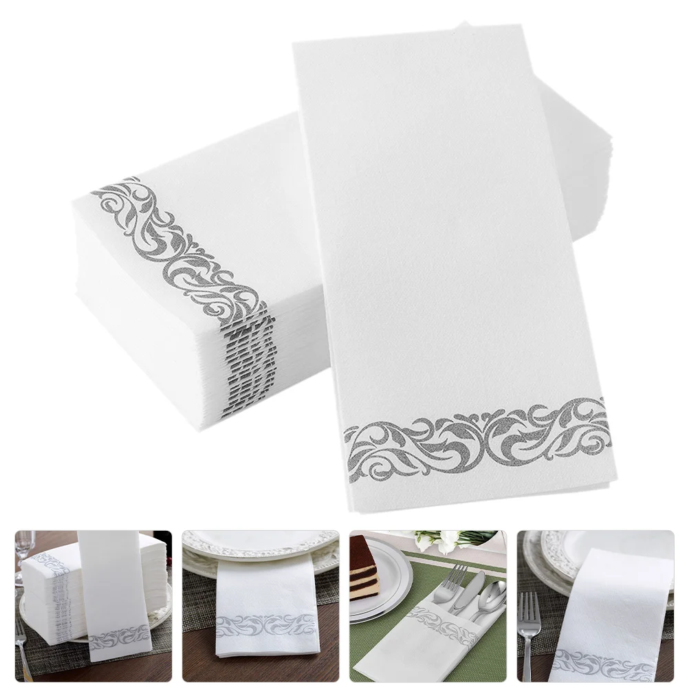 25 Pcs Dining Table Decorations Paper Napkin Home Napkins Decorative Decorate Party Silver