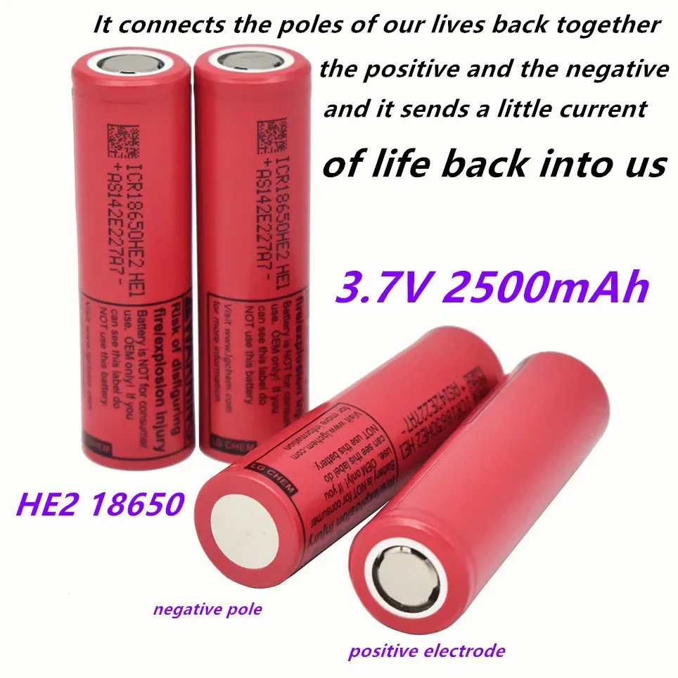 NEW 100% Original 18650 HE2 3.7V Battery 2500mAh 20A Rechargeable battery HE2 18650 HE2 battery power tools