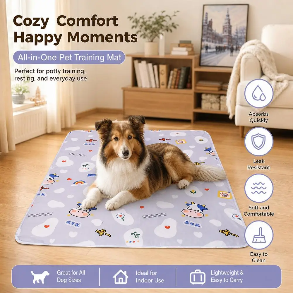 2pcs Multi Functional Pet Cute Urine Pad Machine Washable Anti Slip Absorbent Cat And Dog Pad Reusable Urine Isolation Pad 2026