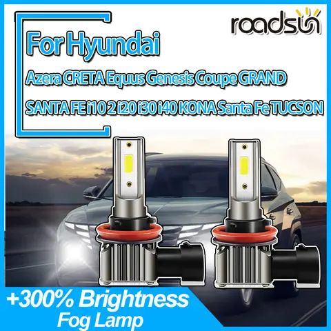 현대 아제라 CRETA 에쿠스 제네시스 쿠페 그랜드 산타페 i10 2 i20 i30 i40 코나 산타페 투손 용 2x 자동차 20000lm 전구 안개등