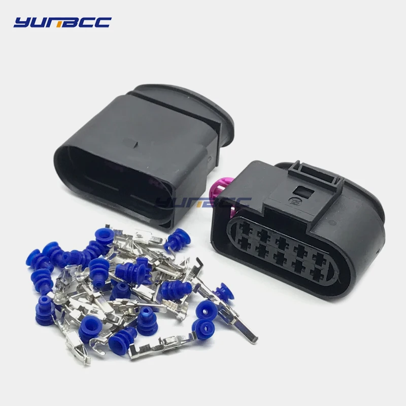 

5 Sets 10Pin 1J0973835 1J0973735 Female Male Auto Temp Sensor Plug 3.5mm Deflation Valve Waterproof Cable Connector For VW Truck