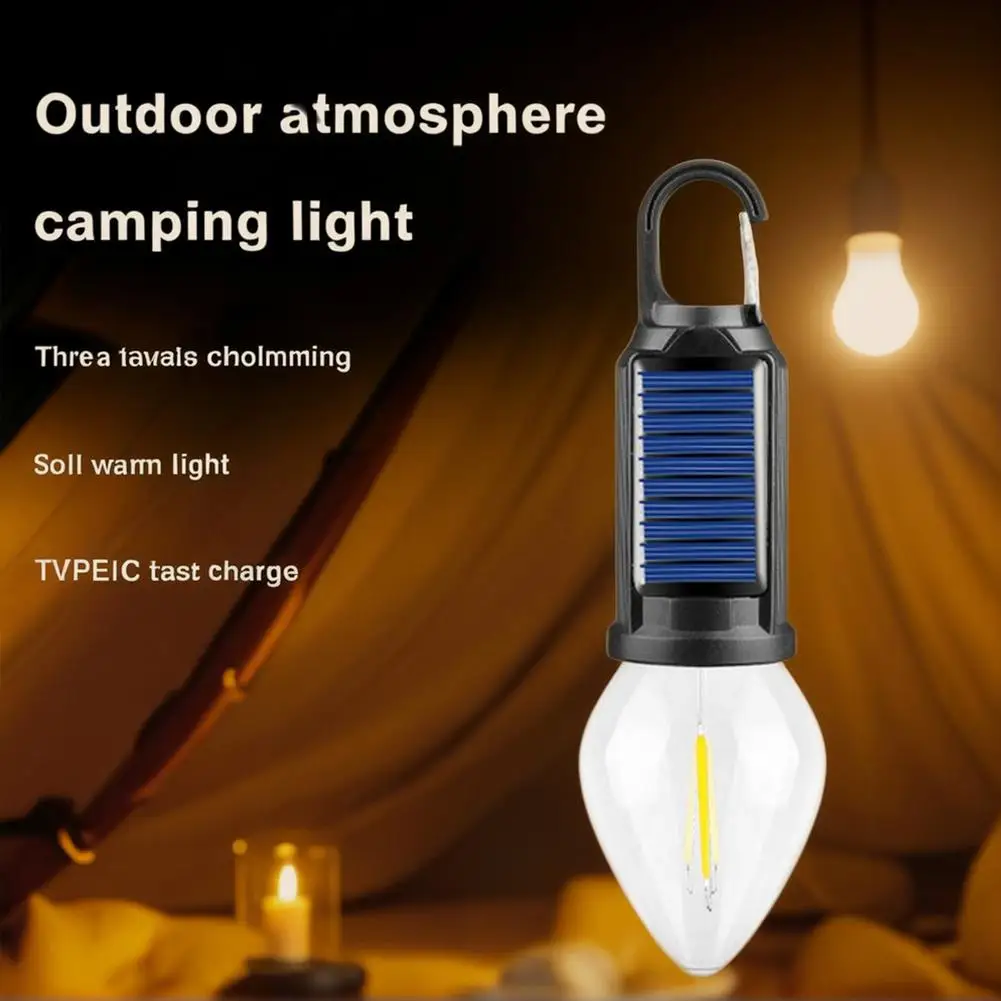 LED-kampeerlamp op zonne-energie Draagbare energie Campinglamp Licht Buiten Waterdichte tent 3-modi met haak Nachtverlichting Noodgeval F0U2