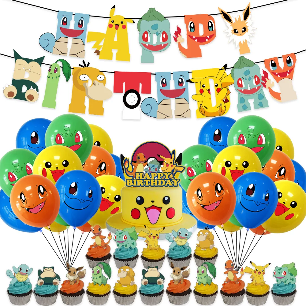 Pokemon fontes de festa pikachu decoração de festa de aniversário balões pikachu pokemon parti decoração dos desenhos animados crianças balão de aniversário