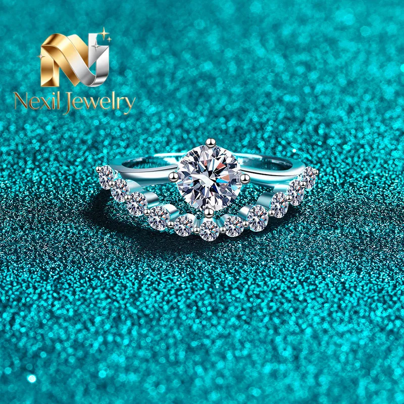 

Nexil Jewelry Nexil Jewelry Women's 1ct Moissanite Cool Style Ring - PT950 Platinum, Minimalist Band, Transparent Stone, Slee