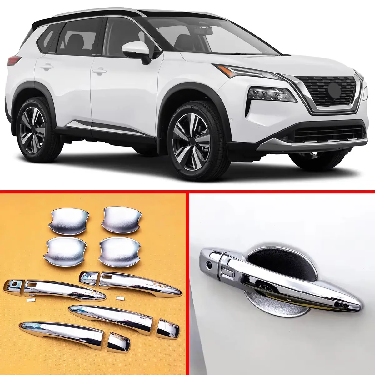 

Хромированная крышка дверной ручки + накладка для Nissan X-Trail T33 2023-2025/Rrague 2021-2025 аксессуары