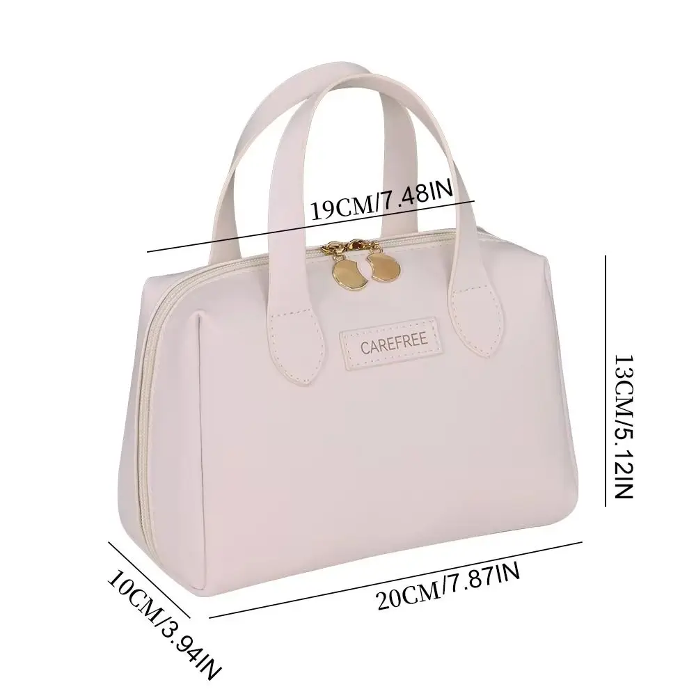 Elegant Letter PU Leather Cosmetic Bag Waterproof Zipper Makeup Pouch Handbag Korean Style Travel Wash Bag Female/Girls image 6