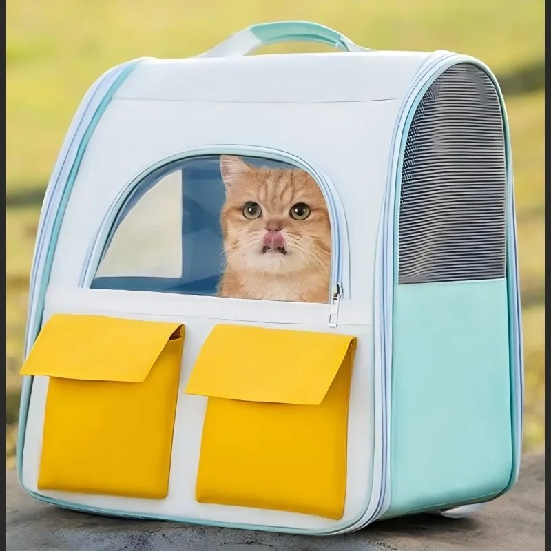 Pet Backpack Space Capsule Transparent Breathable Cat Dog Carrier Oxford Cloth Outdoor Travel Portable