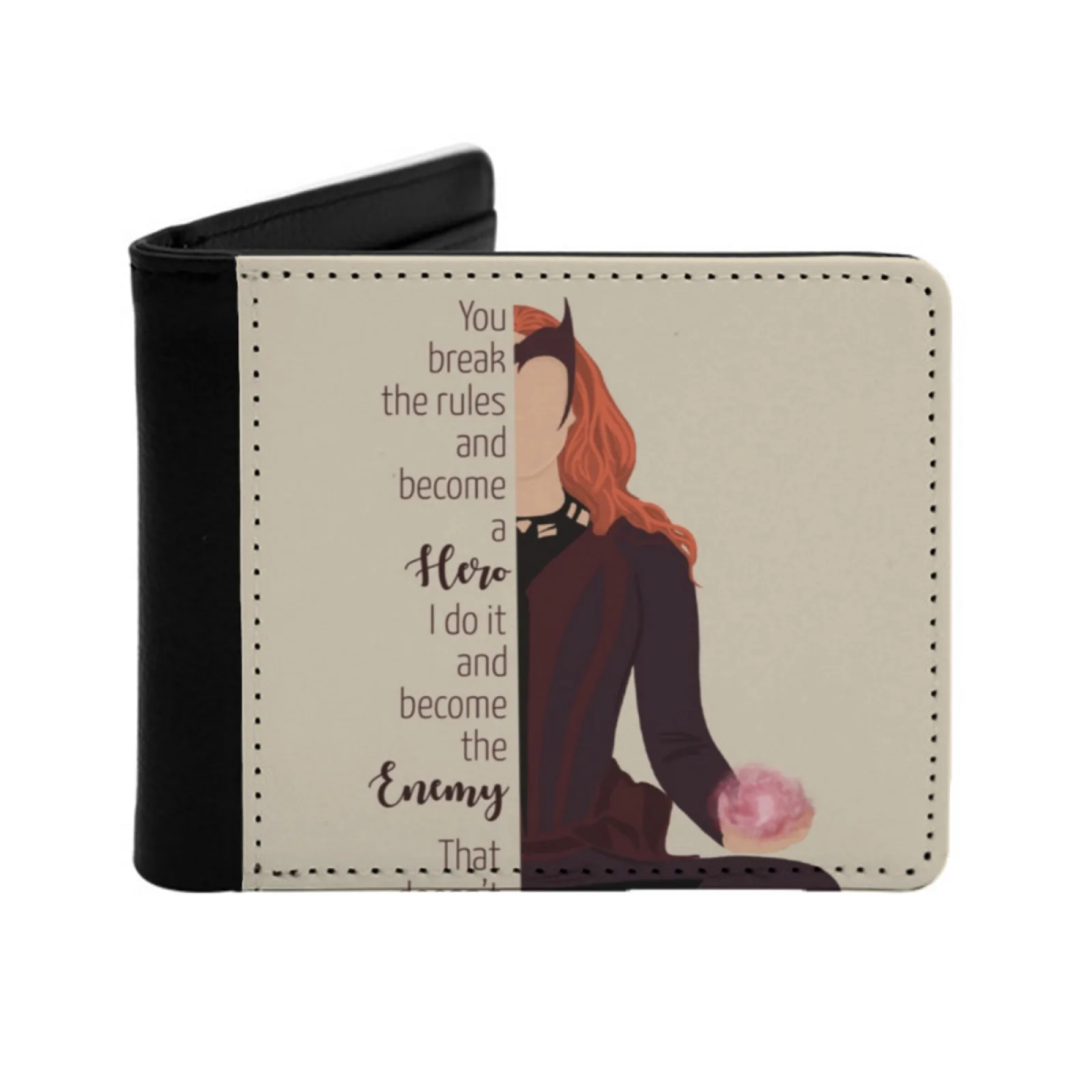 Wanda Quote New Print Wallet Short Men Wallets Credit Card Holder Purses Wanda Scarlet Witch Vision Hero Feminist Quote Movie