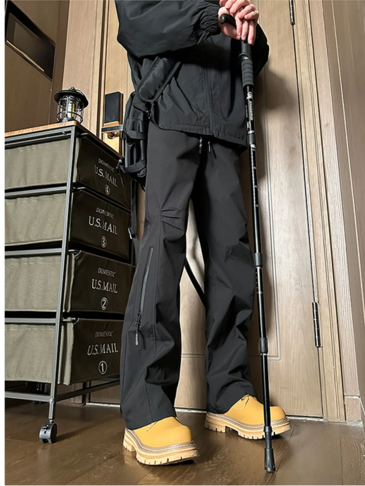 

Мужские повседневные брюки большого размера для активного отдыха, для горного туризма, весенние, непромокаемые, рабочие, с желтыми вставками