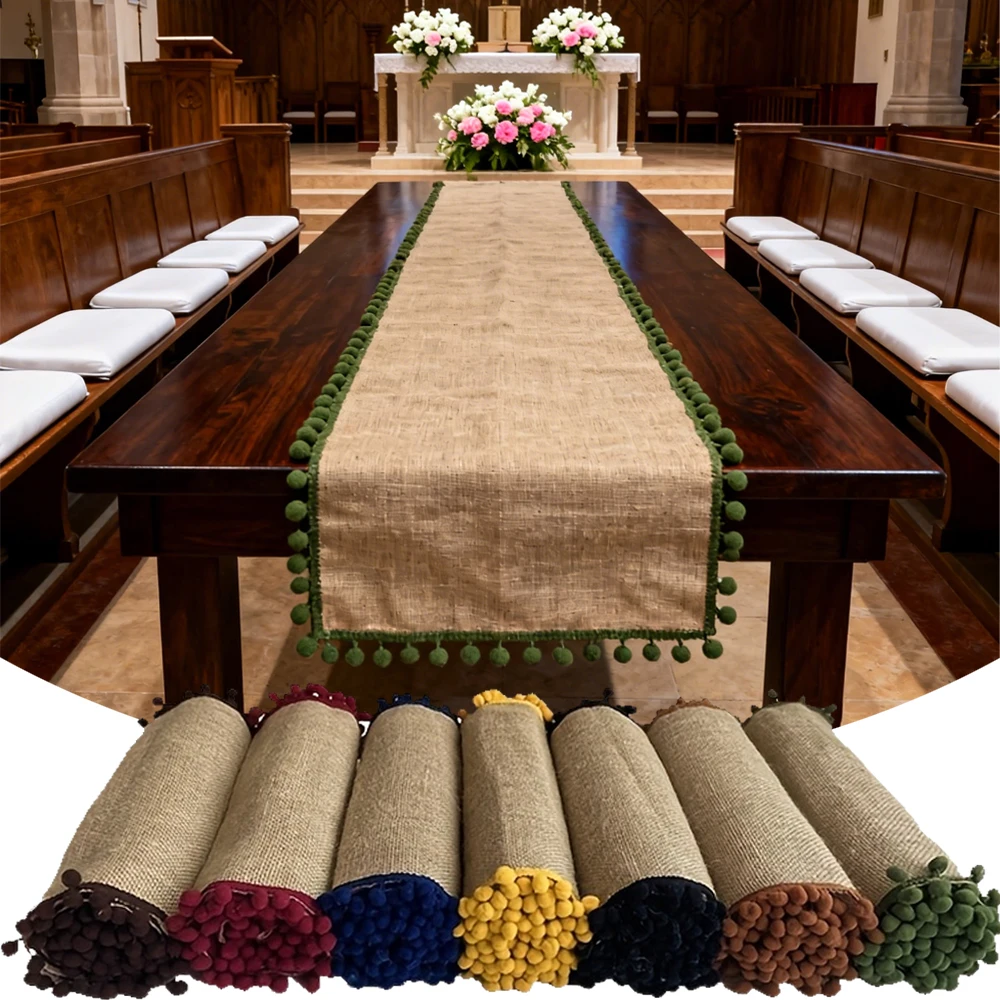 

2026 NEW Farmhouse Linen Table Runner for Home Decor Macrame with Tassels Long Farmhouse Rustic Table Runner Wedding Decoration