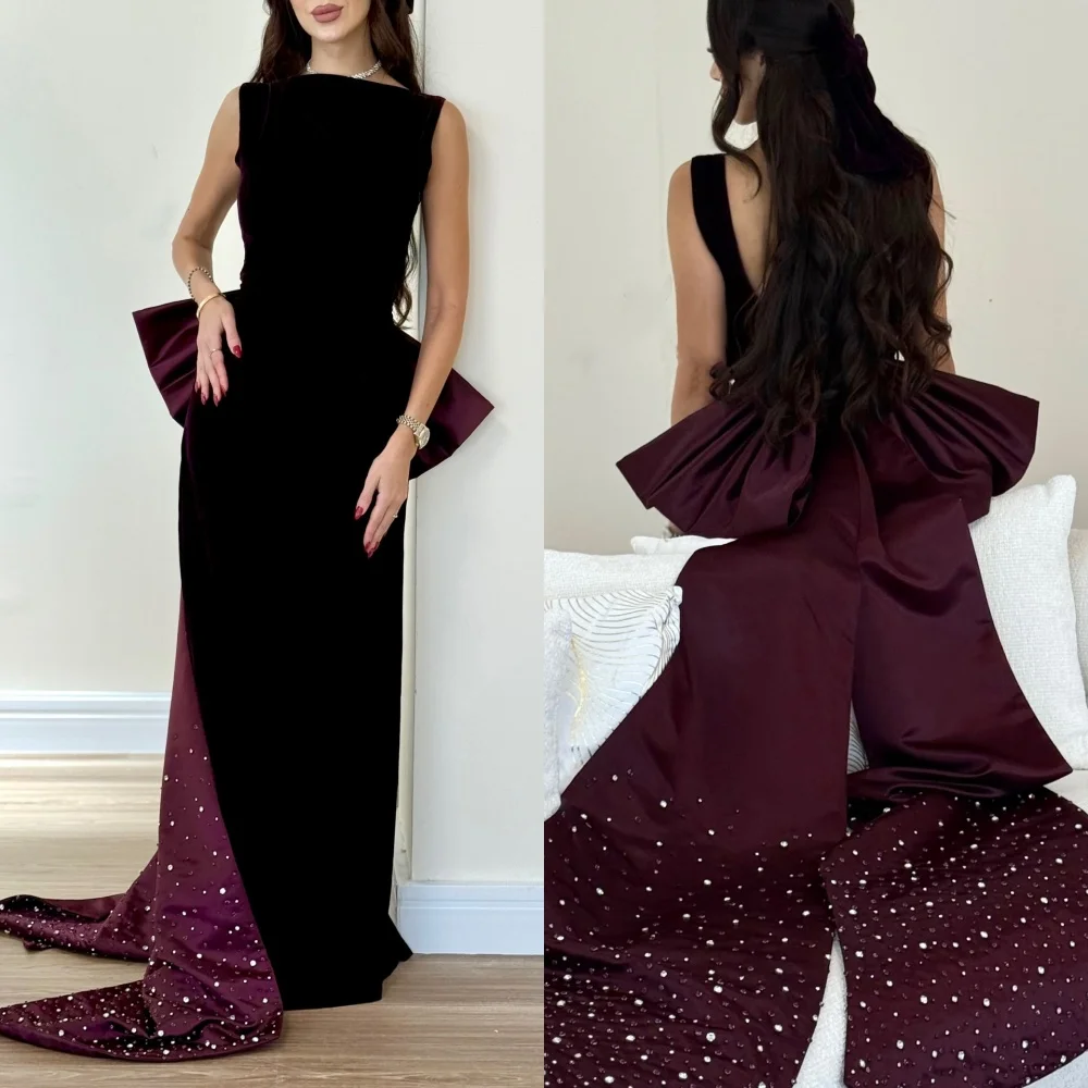 

Customized Exquisite Pleat Pearl Straight Jewel Long Dresses Bespoke Occasion Celebrity Chinese Style High Quality