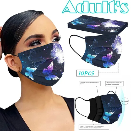 성인 여성 남성용 일회용 얼굴 마스크, 산업용 3 플라이 이어 루프, 야외 방진 얼굴 보호 마스크, 일회용 마스크, 10 개 