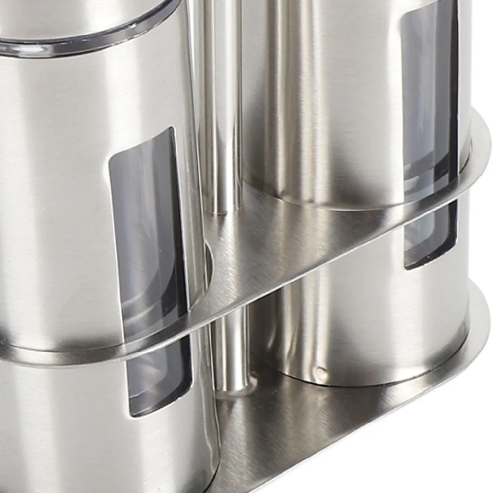 2pcs/3pcs/4pcs 80ml Oil Dispenser Bottle 304 Stainless Steel Base Stand Vinegar Cruet Set Salt Shaker Set Kitchen Organization