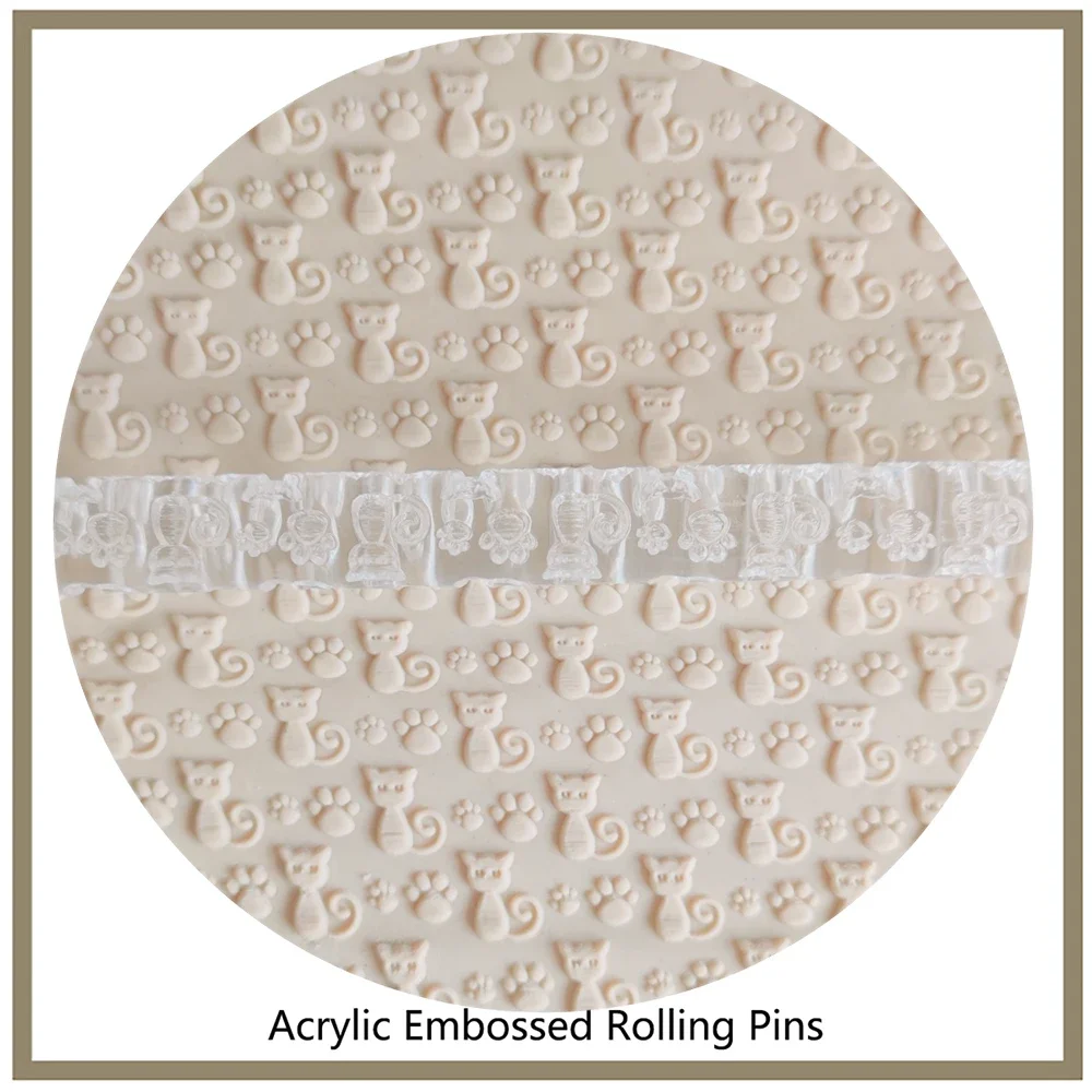 DIY Polymer Clay Tools Lovely Cats Pattern Acrylic Roller Embossed Rolling Pin for Crafts - view 2