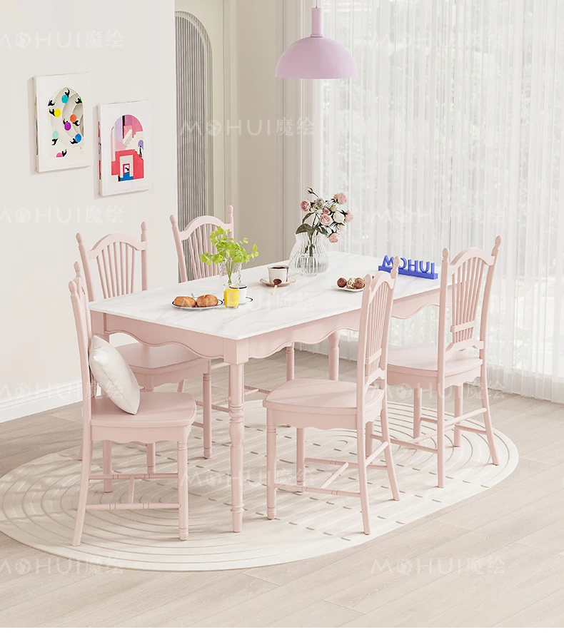 

Light luxury rock slab dining table simple solid wood furniture