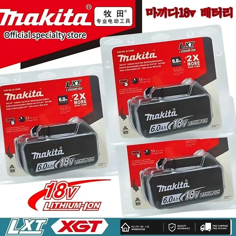 

100% original Makita 6.0Ah 18V Rechargeable Battery for Makita 18V BL1830 BL1830B BL1840 BL1840B BL1850 BL1850B Power Tools