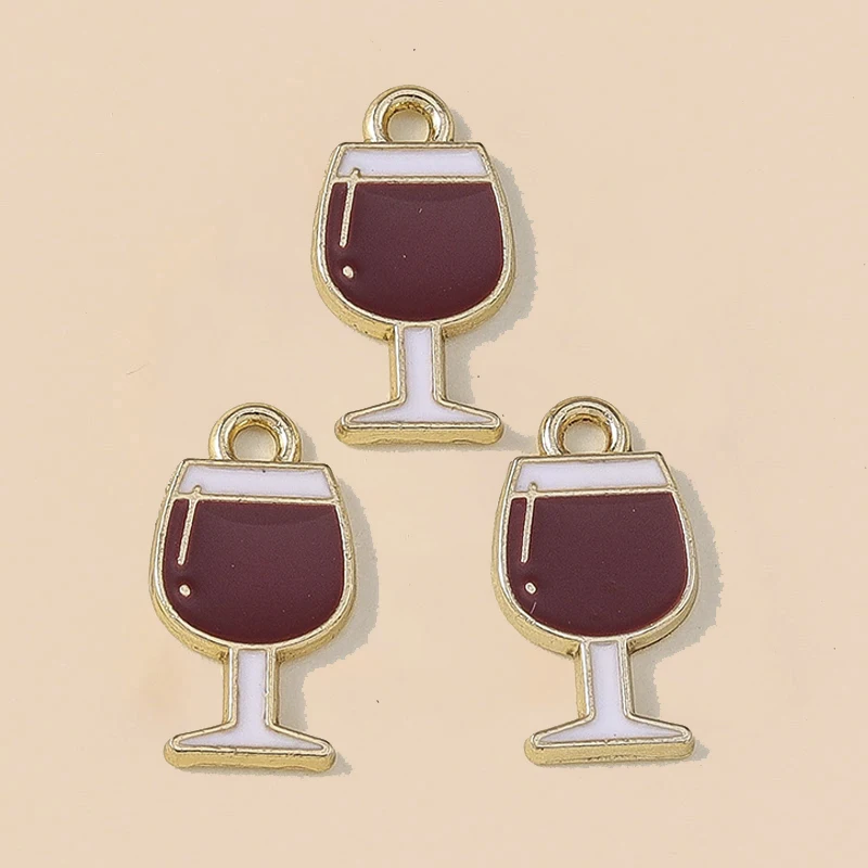Leslie 10 Stück/Set Emaille Bier-Wein-Glas Kaffee-Anhänger für Halsketten, Ohrringe, Niedliche Charms, Schmuckherstellungszubehör – Detail 11
