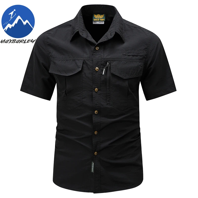 Maxbarley Outdoor Fishing Short Sleeve Shirt Men 2026 Spring Summer Casual Mesh Breathable Thin Tops Man Travel Beach T-Shirt