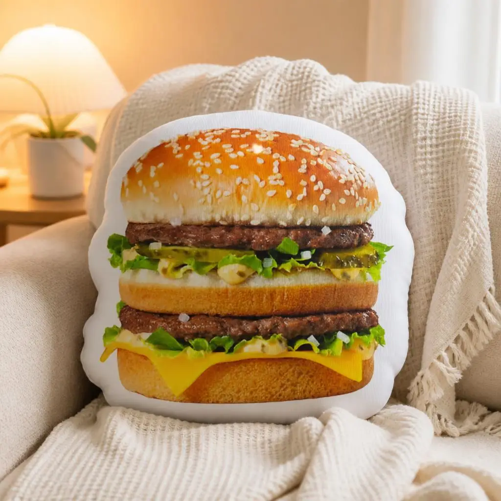 Burger Hamburger Plush Pillow Cushion Irregular Stuffed Throw Pillow Home Decor Gift Sofa Bed Couch
