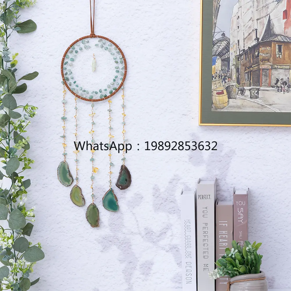 High-grade gravel agate sheet dream catcher pendant hand-woven wind chimes creative decorative pendant