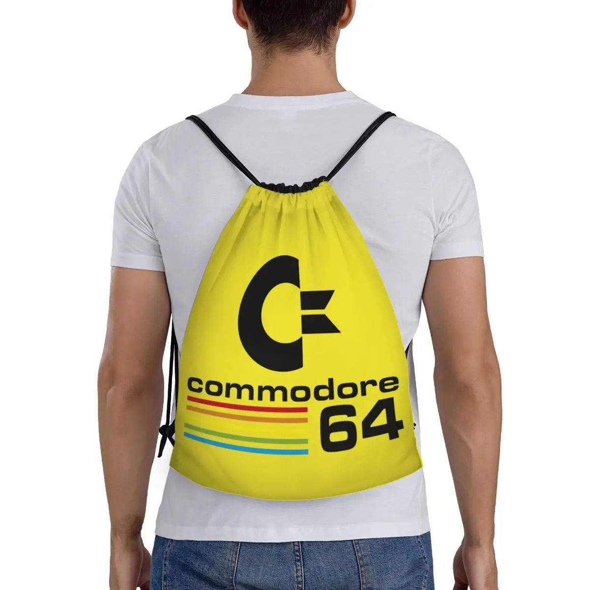 Commodore 64 zaino con coulisse borsa da palestra sportiva per uomo donna C64 Amiga Computer Shopping Sackpack