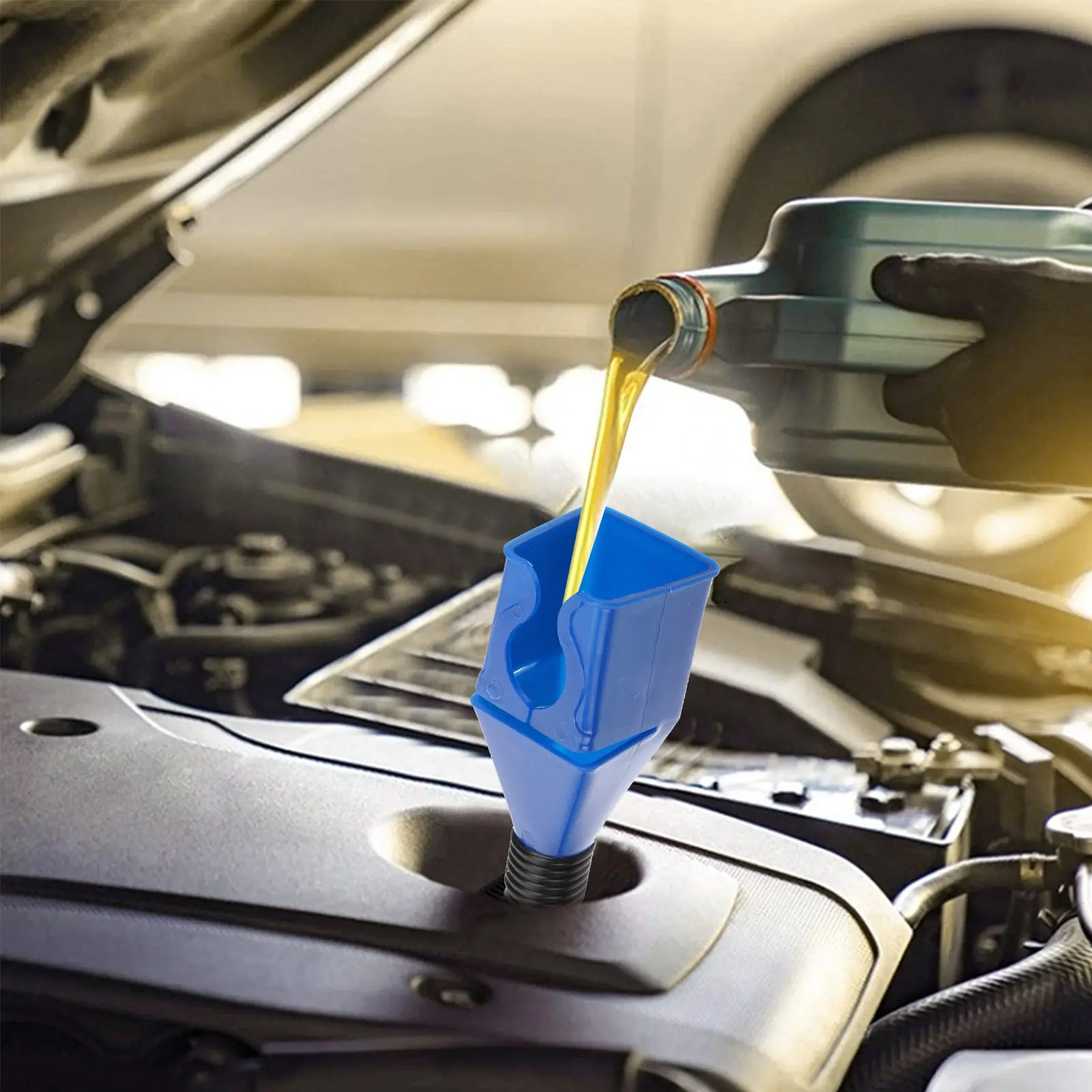 

5Pcs Compact Plastic Funnel with Flexible Hose for Engine Oil Change Transmission Fluid Coolant Gas Filling Car Maintenance Oil