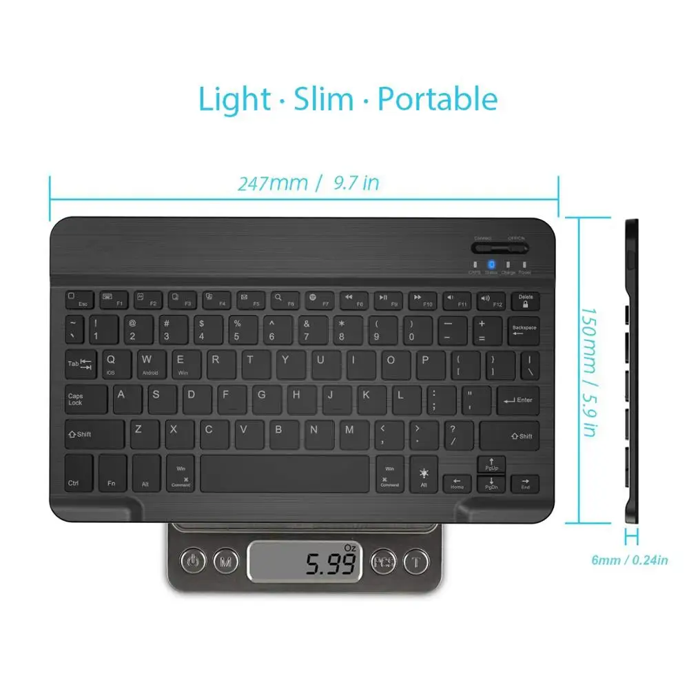 Kлавиатура с подсветкой Ultra Thin 7 Colors LED Wireless Apple Keyboard for Ipad Arabic Russian Spanish Bluetooth Keyboard