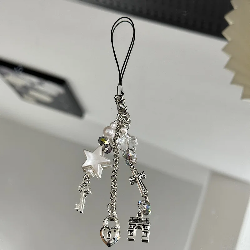 سلسلة مفاتيح لطيفة لطيفة للرياح ، أجنحة ملاك شخصية ومبتكرة ، حبل هاتف ، قلادة متقاطعة ، مجموعة سماعات أذن سلسلة ، Instagram #2