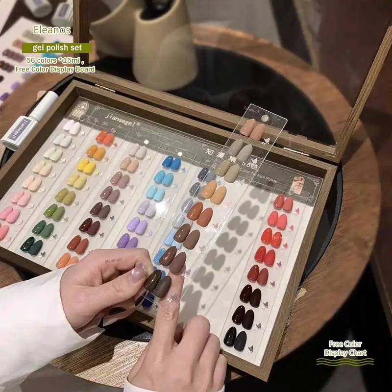 Eleanos 56 couleurs Style coréen couleur unie Gel vernis ensemble 15ML UV LED Gel émail manucure Salon tremper vernis à ongles Varnis Kit